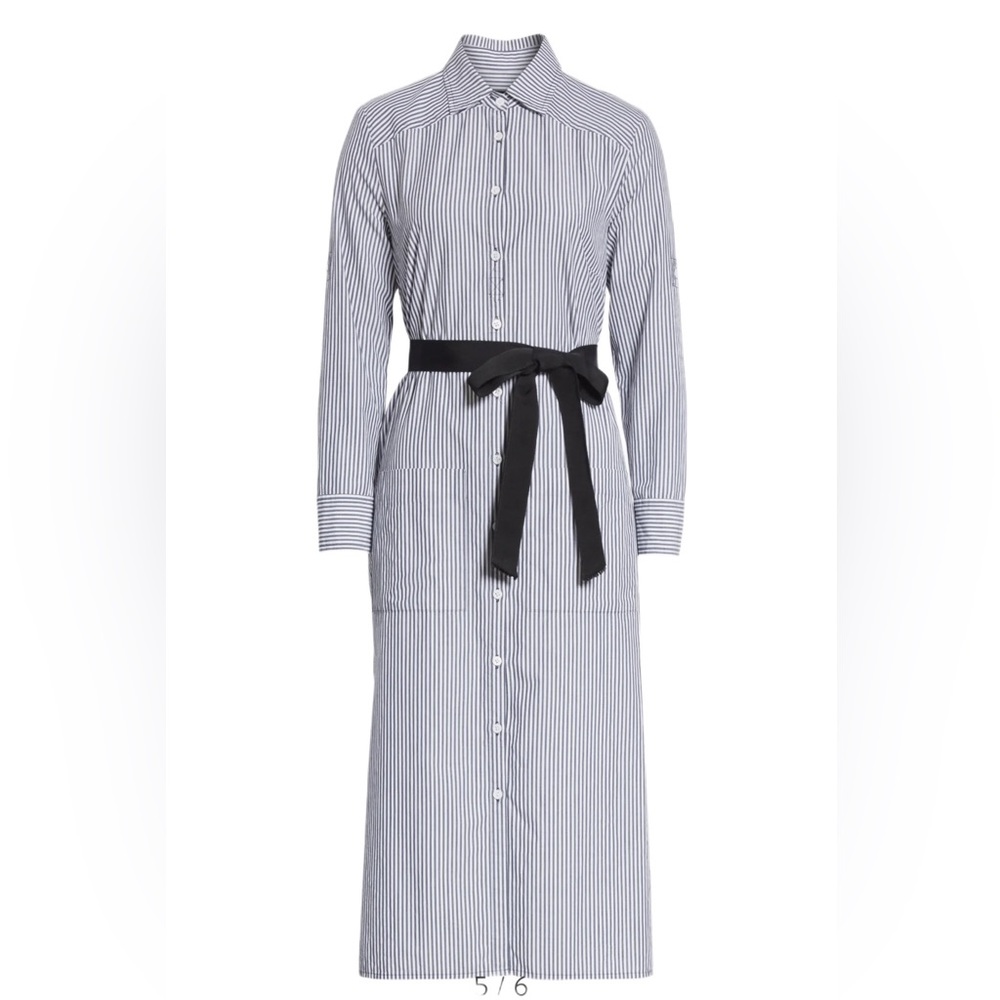 VERONICA BEARD CARTER STRIPE SHIRTDRESS IN BLUE/WHITE